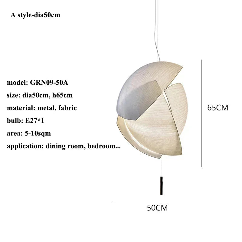 Japanese Wabi-sabi Style Modern Fabric Living Room Bedroom Chandelier Restaurant Art Shell Pendant Lights Home Decor Soft Light