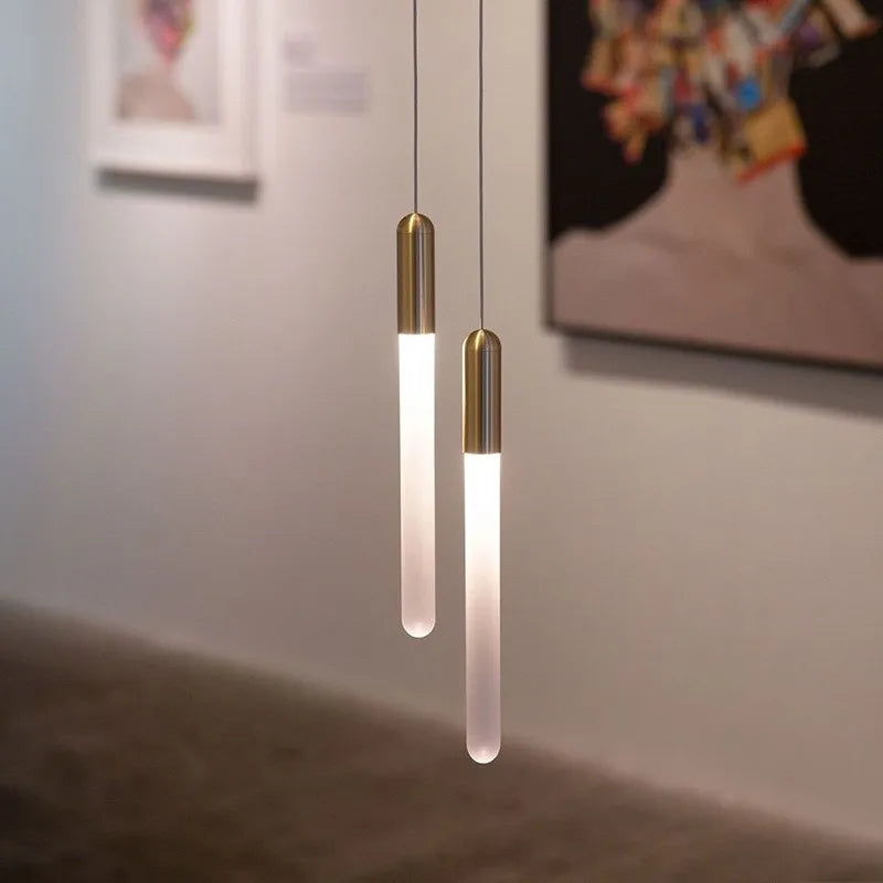 Nordic Long Chandelier Staircase Hanging Lamp Minimalist Gold or Black Kitchen Bedroom Living Room Light Penthouse Pendent Lamp