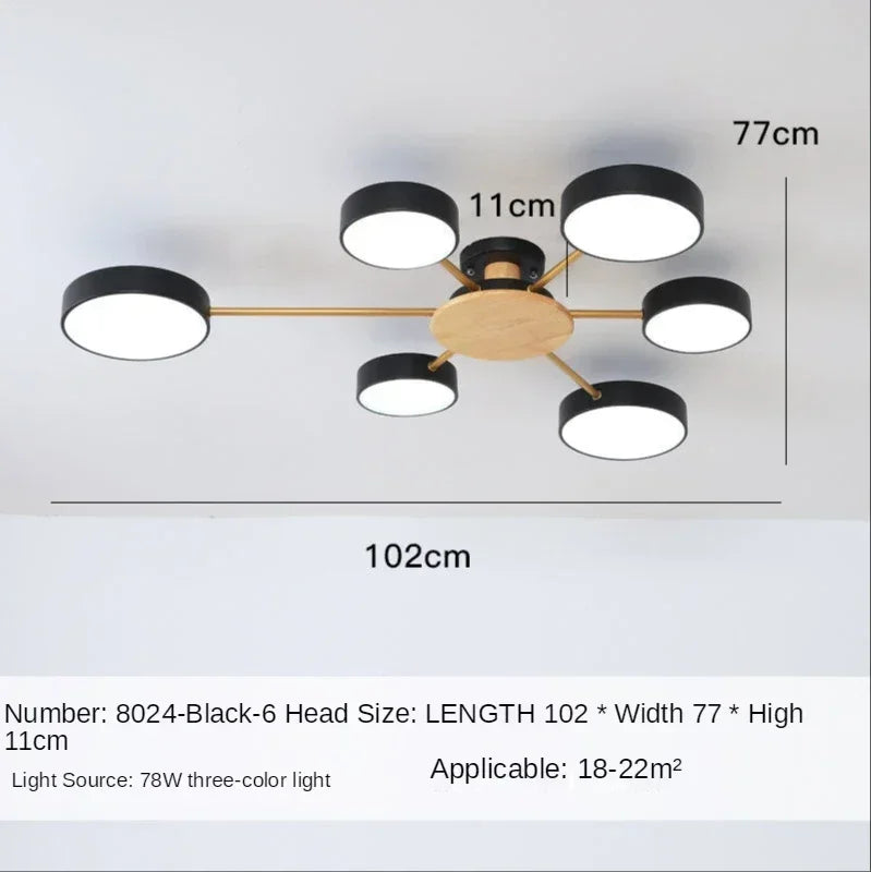 Nordic Creative Macaron Log LED Ceiling Light Bedroom Living Room Chandelie Modern Villa Restaurant Interior Lighting Decoration