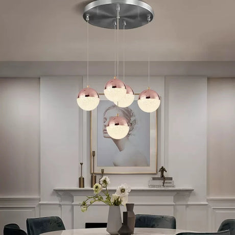Nordic LED Dining Chandelier Creative Simple Acrylic Half Ball Indoor Pendant Lamp for Restaurant Aisle Corridor Pendant Lamp