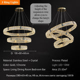 Nordic Luxury Ring K9 Crystal Chandelier Villa Living Dining Room Bedroom Ceiling LED Pendant Light Indoor Lighting Hanging Lamp