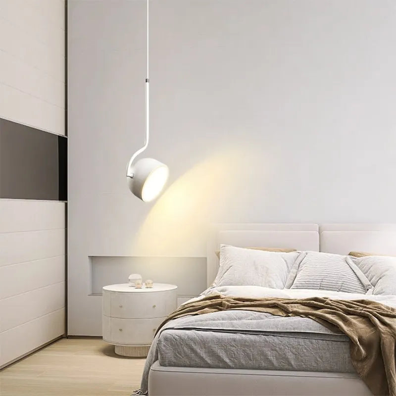 Nordic LED Pendant Light Minimalist Black White Spoon Iron Hanging Lamp Bedroom Living Rooms Study Office Illumination Luminaire
