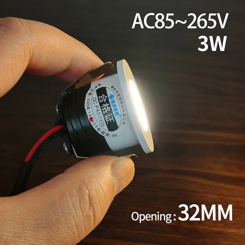 32mm hole recessed mini Spotlight 3w LED ceiling light 110 volt 220V i ...