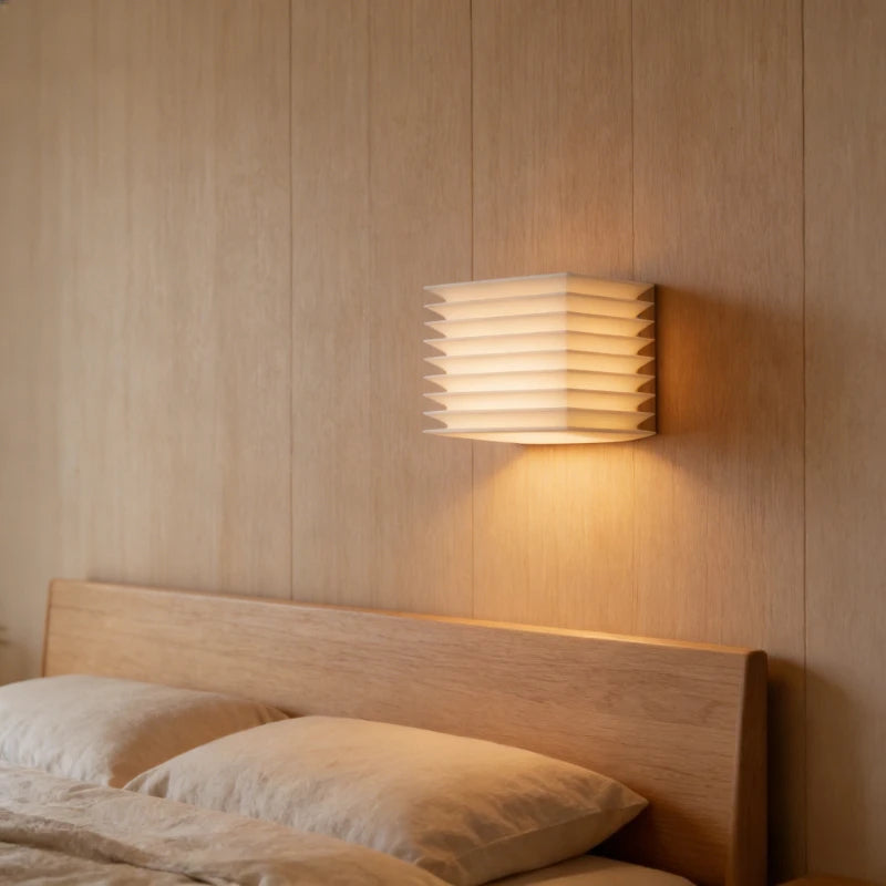 Japanese retro wall lamp square bedroom Wabi Sabi Style wall light louvered living room staircase Corridor decor Indoor Lighting