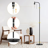 Modern Standing Tall Industrial Arched/Arc Floor Lamp with Glass Shade and 2 Bulbs Included