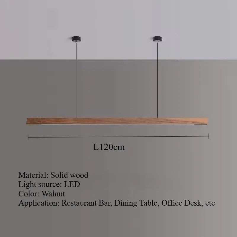 Nordic Walnut Solid Wood Pendant Light LED for Dining Tables, Study Rooms, Bar Counters, Office Desks, Indoor Home Lighting