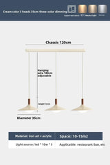 French Cream Style Pendant Light, Walnut Finish UFO Chandelier, Minimalist Retro Lamp for Dining Room, Bedroom, Cafe Bar Decor