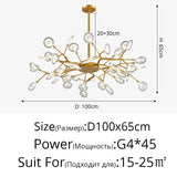 Branch Shape Firefly Ceiling Chandelier for House Baby Kid  Living Room Bedroom Decor G4 Led Lighting Indoor Hanging Lamp