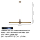 Nordic Designer Long Strip Restaurant Island Chandelier Simple Creative Office Study Lamp Light Luxury All-Copper Tea Room Lamp