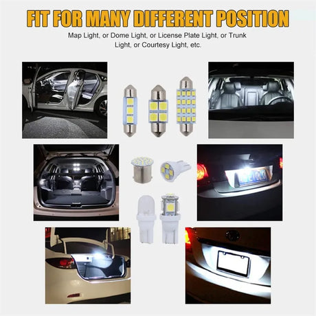 Car LED Lights Interior Lights 6000K 12V T10 168 2825 W5W 921 Kit For Car Vehicle Map Dome Door Trunk License Plate Light Bulb