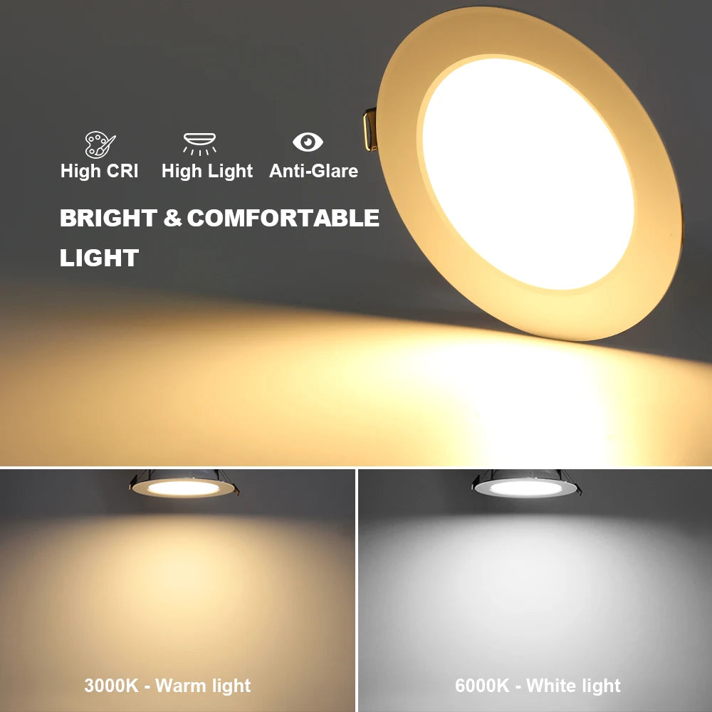 10-Pack AC 220V Recessed LED Downlight - Round Ceiling Spot Lamp for Home Decor