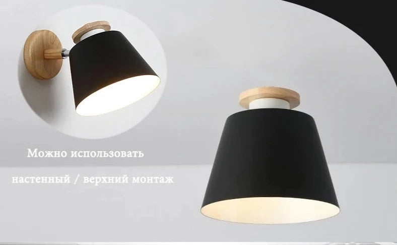 Modern solid wood living room pendant lamp E27 ceiling lamp bedroom ceiling pendant lamp hotel restaurant interior lighting bulb