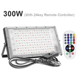 IP65 Waterproof RGB LED Flood Light (50W/100W/300W) AC220V - Outdoor Projector Spotlight with Remote Control & EU Switch Plug