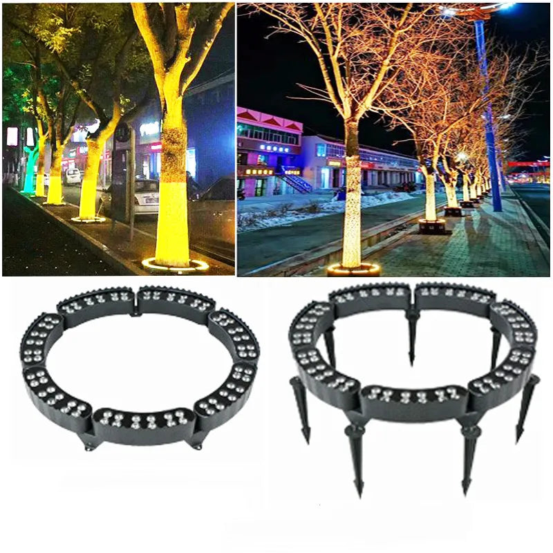1pcs 12W IP65 Waterproof Ring Column Light Outdoor Garden Landscape LED Holding Tree Lamp Plug-in Ground Spotlight