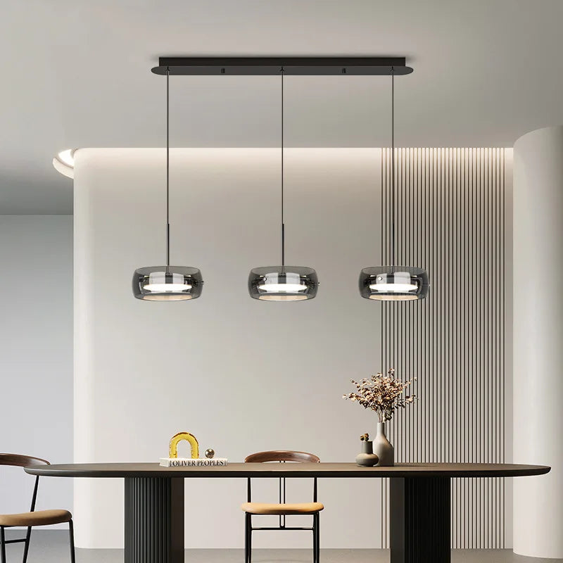 LED Italian minimalist restaurant pendant light, high-end glass dining table bar, desk lamp, modern island dining room lighting