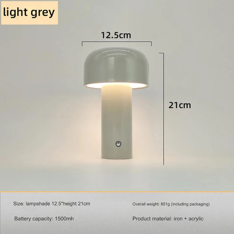 Mushroom Lamp Rechargeable Table Lamp LED Touch Desk Lamp 3 color Dimming for Cafe Restaurant Study Room Decoration Night Light