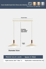French Cream Style Pendant Light, Walnut Finish UFO Chandelier, Minimalist Retro Lamp for Dining Room, Bedroom, Cafe Bar Decor