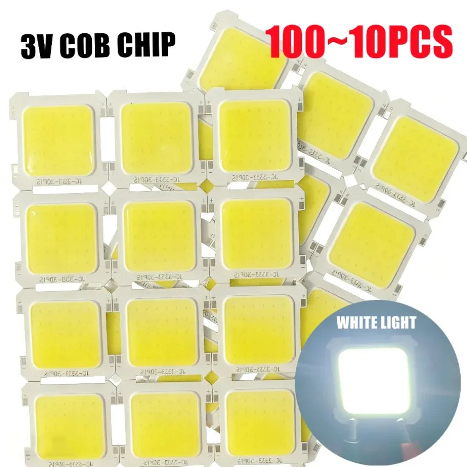 3V COB LED Integrated Chip Light Bulbs (10-100Pcs) - High Brightness White DIY Lamp Chips