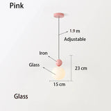 Modern Color Round Ball Long-Line Bedroom Single-Head Pendant Lamp With Glass And Injection-Molded Cover For Dining Room E27