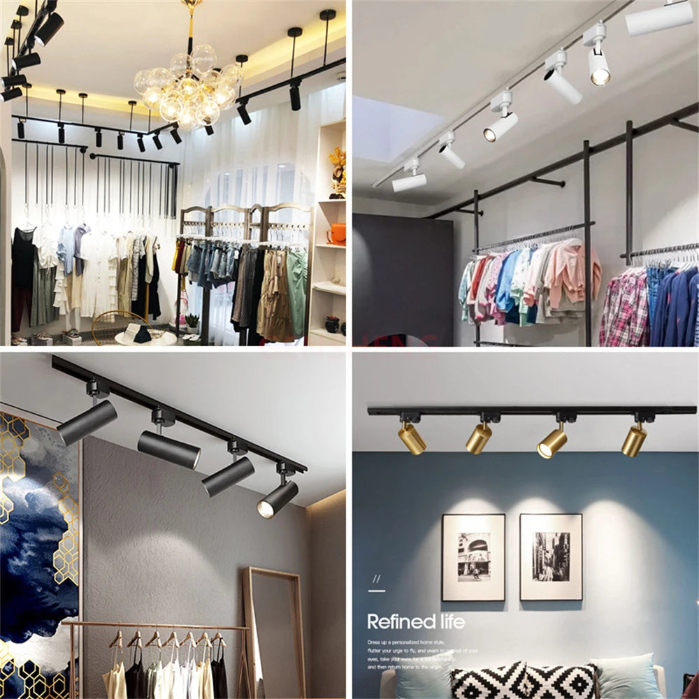 LED Track Light Rail 0.5M 1M Black White Aluminum 2 Wire System Track Light Series Universal Track for Ceiling Spot Lamps