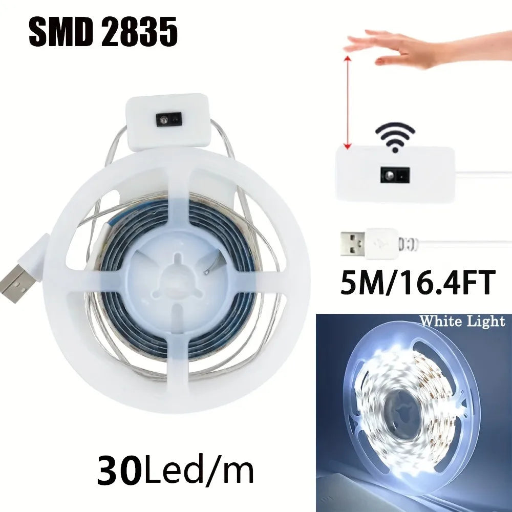 Hand Scan Sensor LED Strip Lights - USB Powered Dimmable Under Cabinet Light