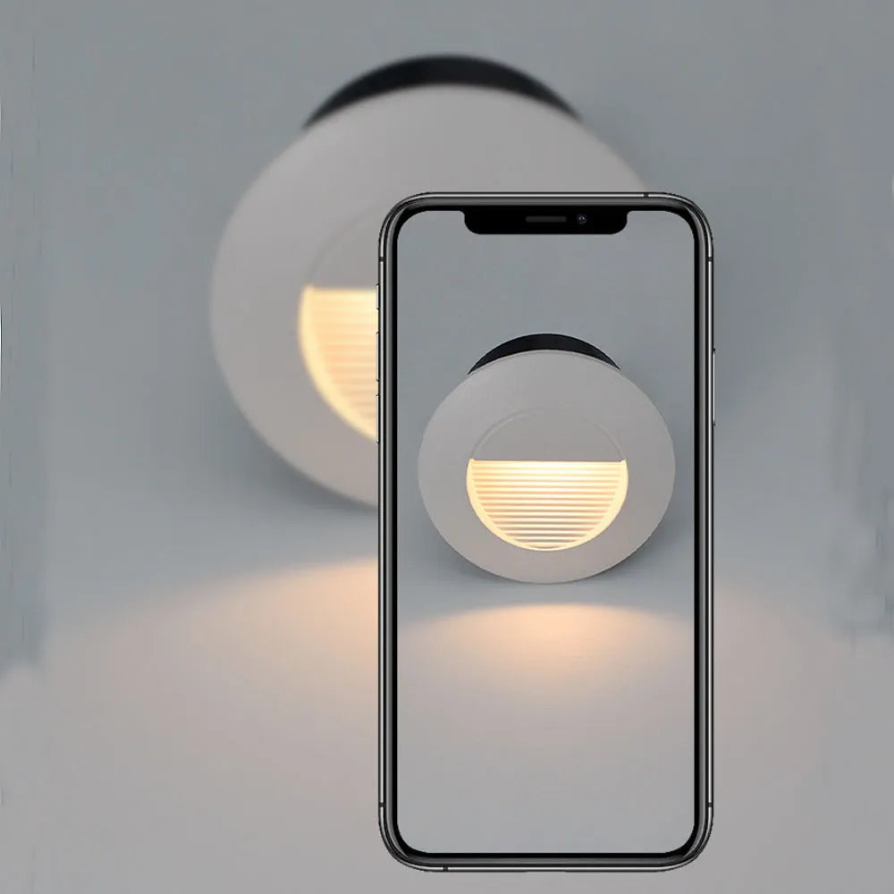 Outdoor Step Lighting 3W LED Embedded Wall Lamps Waterproof Outside Night Footlight +Bottom Box for Stairway Balcony Garden Porch