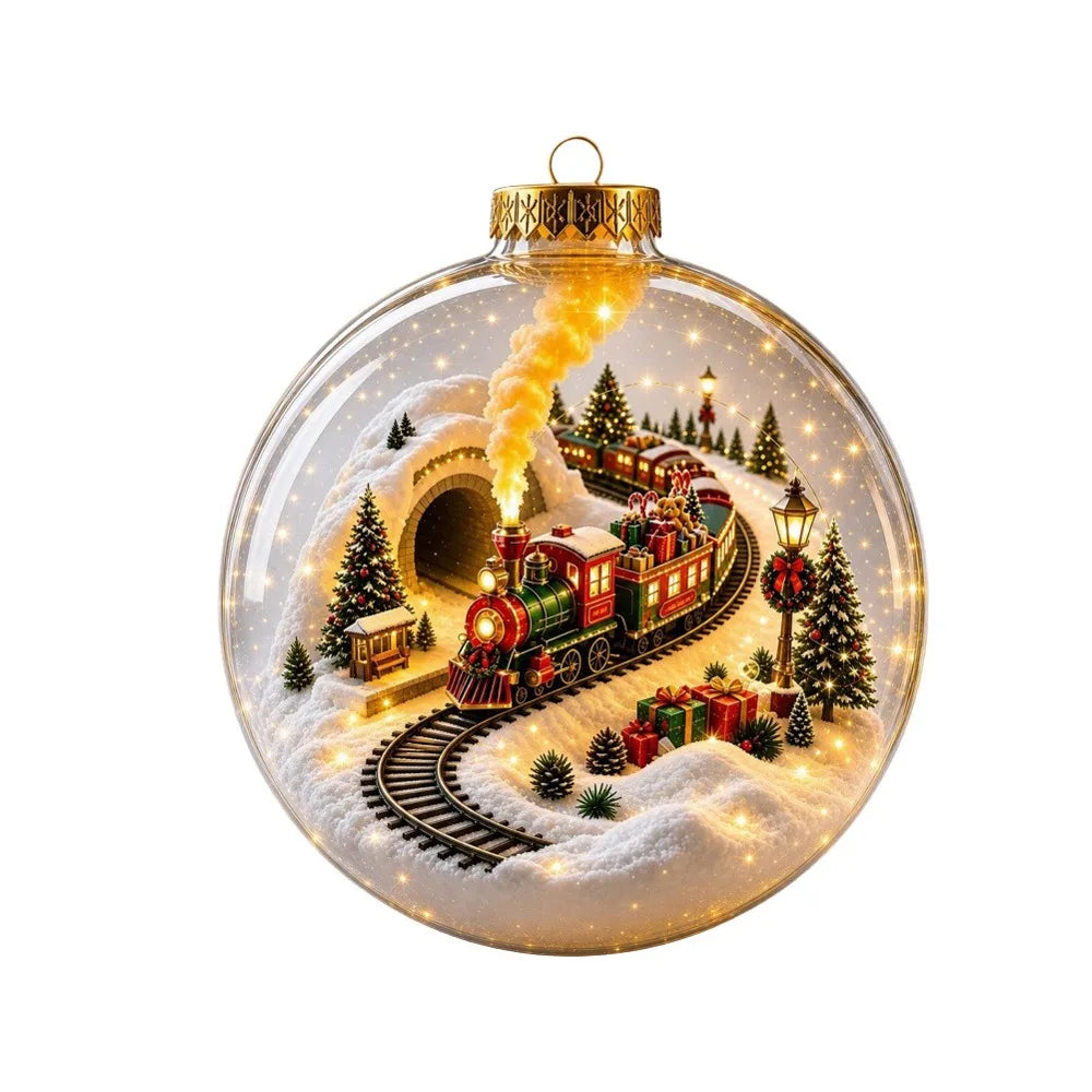 Acrylic Lighted Christmas Ball Ornament Transparent LED Lighted LED Christmas Tree Globe Decor Decorative