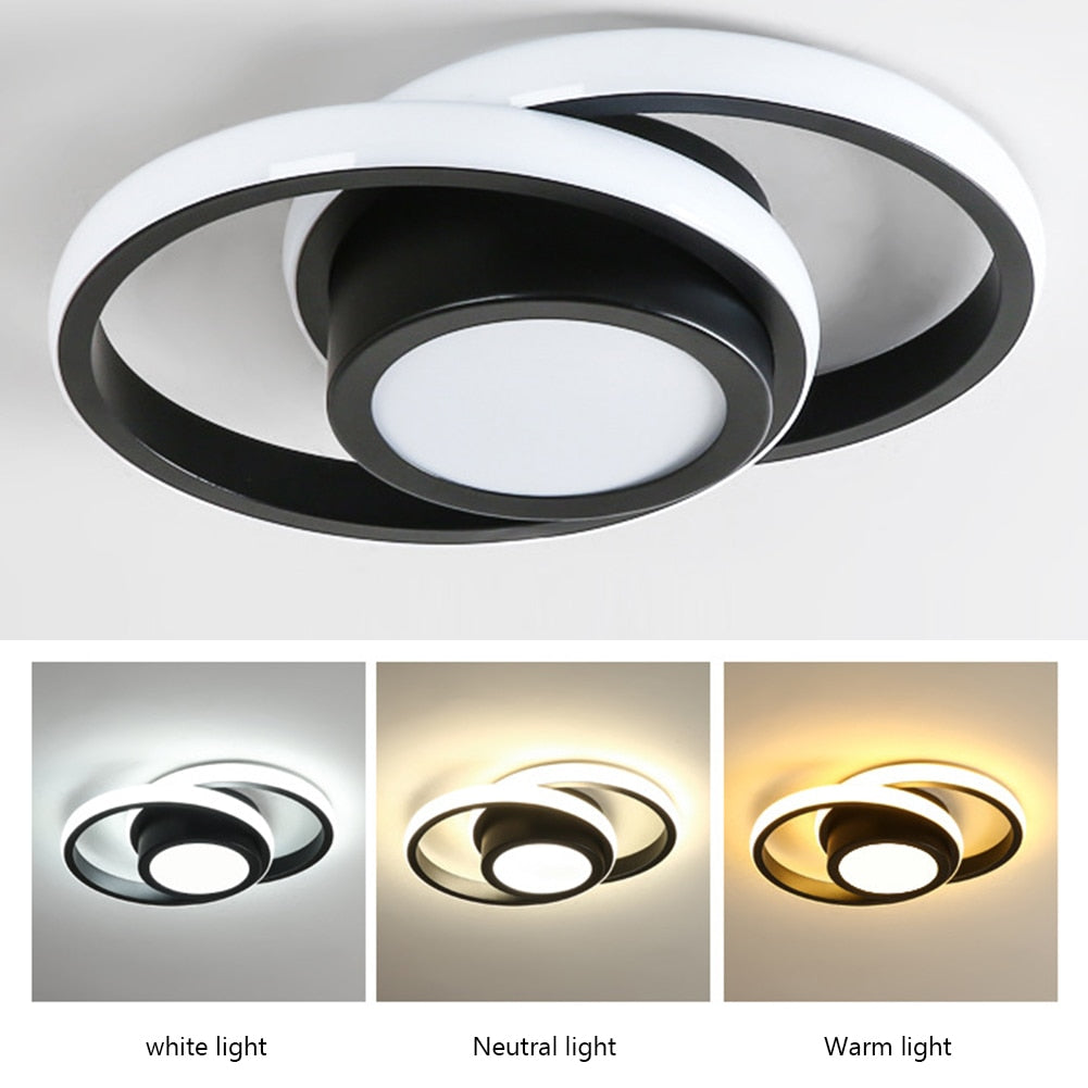 Small Modern LED Ceiling Light 2 Rings Creative Design Ceiling Lamp Indoor Lighting Fixtures Hallway Balcony Aisle Office Lustre
