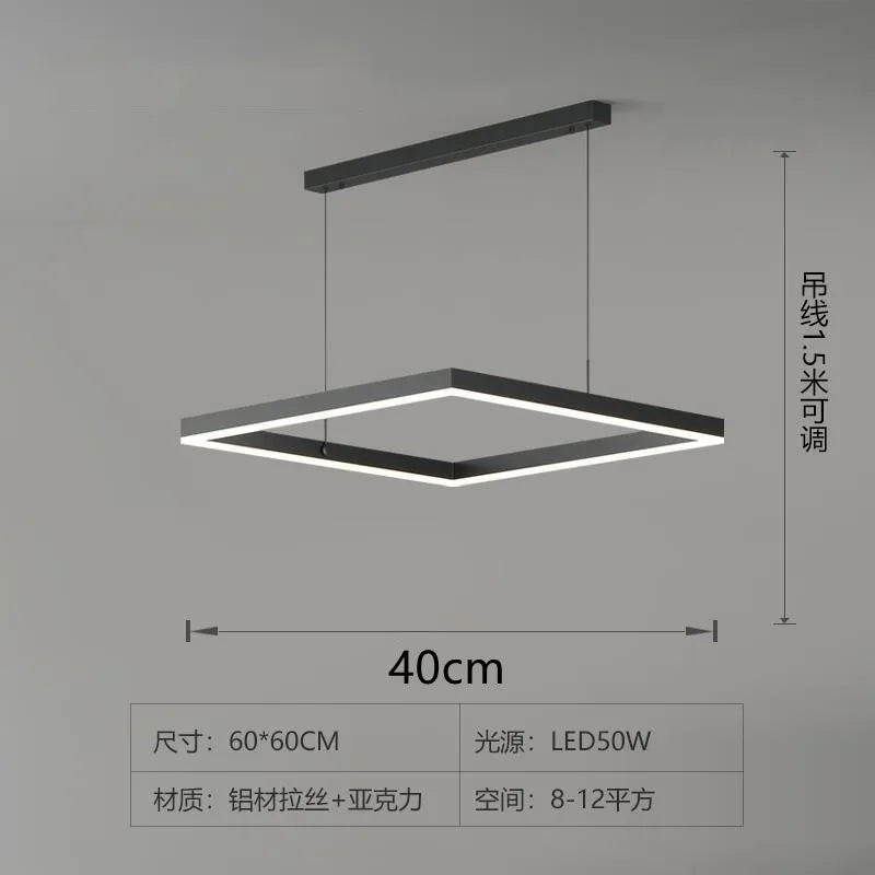 Modern Square LED Pendant Lamp Table Dining Living Room Hanging Light Bedroom Kitchen Hall Chandelier Home Decor Lighting Fixtur