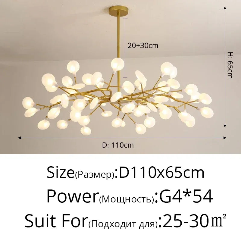 Modern Firefly Black Gold LED Chandelier for Living Room Lustre Bedroom Home Decor Indoor Light Minimalist Ceiling Pendant Lamp