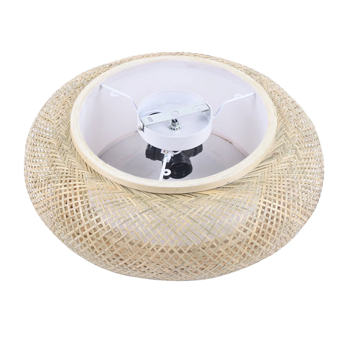 20" Bamboo Shade Ceiling Light - Modern Boho Flush Mount Pendant Lamp