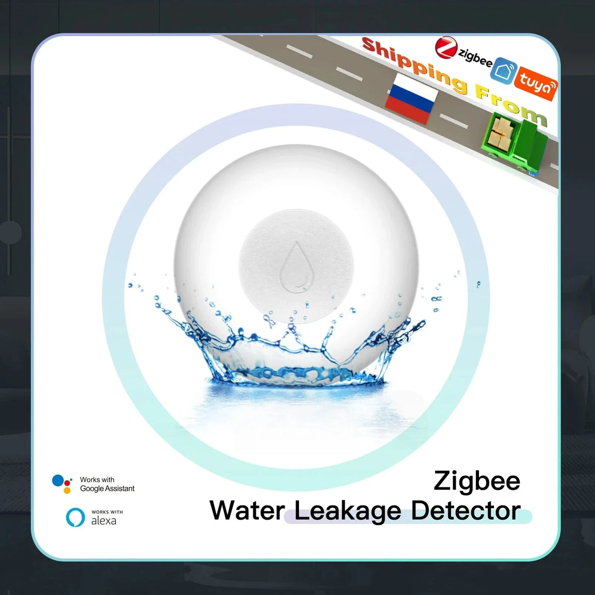 ZigBee Flood Sensor Water Leakage Detector Water Tank Full Alert Overflow Security Alarm System Tuya Smart App Remote Control