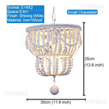 Vintage Black Pendant Chandelier Wood Beaded Antique Lighting Foyer Dining Nordic Chandelier Bedroom Pendant Kitchen Lamps