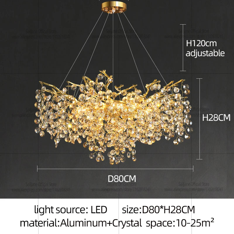 Modern Luxury LED Crystal Chandelier - Elegant Hanging Light for Living Room