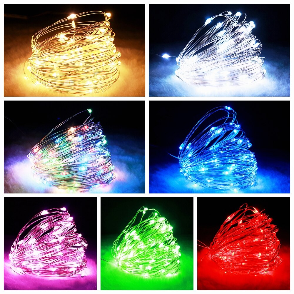 Led Strings Garland Fairy Lights Copper Wire 1M 2M 5M10M Battery Lighting Garland for Christmas Bedroom Wedding Party Decoration