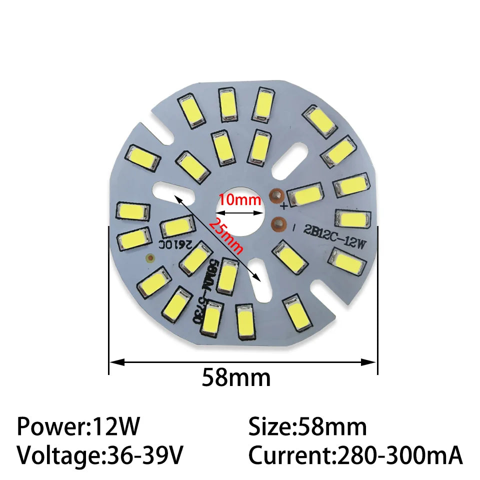 5pcs/lot 12W 50mm 58mm 65mm 85mm 100mm SMD5730 Brightness Light Board Led Lamp Panel PCB With LED For Ceiling Light