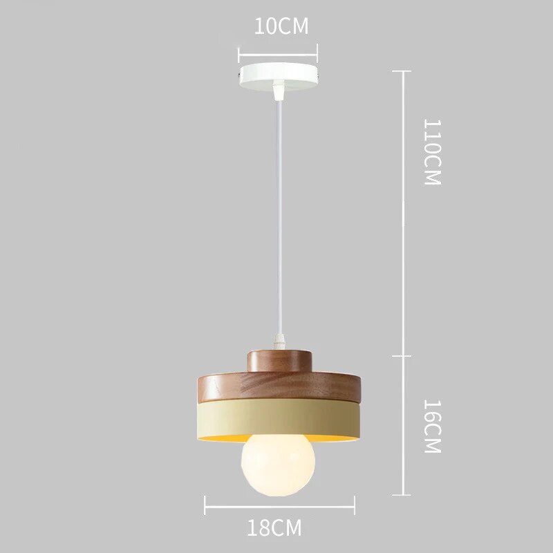 Nordic LED Wooden Pendant Light Iron 18CM Square Living Room Hanging Fixture For Bedroom Dining Room Study Home Decor Luminaires