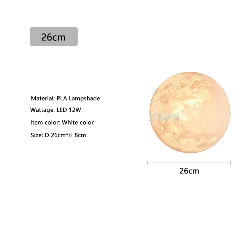 Creative 3D Printing Moon Wall Lamps Modern Living Room Background Wall Decoration Hallway Aisle Stair Bedroom Bedside Wall Lamp
