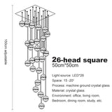 LED Villa Staircase Pendant Lights Long Cable Hanging crystal glass ball droplight for Restaurant Bar Indoor Decorative