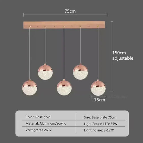 Nordic LED Dining Chandelier Creative Simple Acrylic Half Ball Indoor Pendant Lamp for Restaurant Aisle Corridor Pendant Lamp