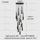 Cylindrical Pendant Light Long Line Attic Chandelier - Modern LED Villa Spotlight