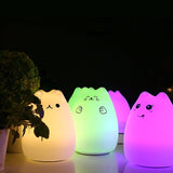 Night light Cat Silicone LED kids Night Light baby USB Rechargeable Sensor Touch lamp  baby Children Cute Nursery Bedroom lights