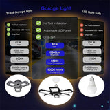 100-200W Led Garage Light E27/E26 Big Lamp Adjustable Deformable Bulb Ceiling Light for Shop/Storage/Warehouse Workshop Lighting