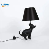 Designer Modern Black Resin Dog Floor Lamps Fabric Lampshade LED E27 Standing Light Living Room Restaurant Bedroom Kitchen Cafe