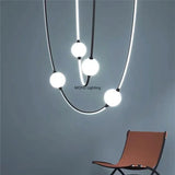 Modern Glass Ball Chandelier Living Room Decor Led Curve Dimmable Staircase Light Villas Loft Dinning Table Nordic Hanglamp