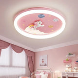 LED Warm Cute Nursery Children's Room Girl Bedroom Pegasus Ceiling Lights Pink Rainbow Unicorn Light Princess Room Ceiling Lamps