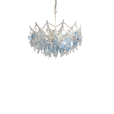 French Vintage-Style Living Room Chandelier In A Retro Blue Shell Villa Duplex Bedroom Crystal Lamp With A Sophisticated Touch