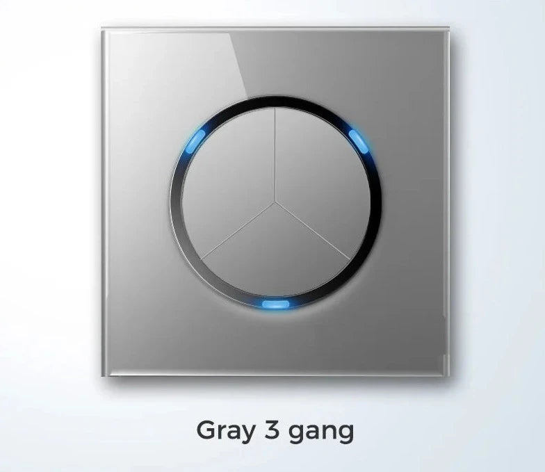  Universal Round Tempered Glass Home Wall Switch Panel LED Indicator Black/Grey/Gold/White 250V 86mm*86mm Wall Light Switch