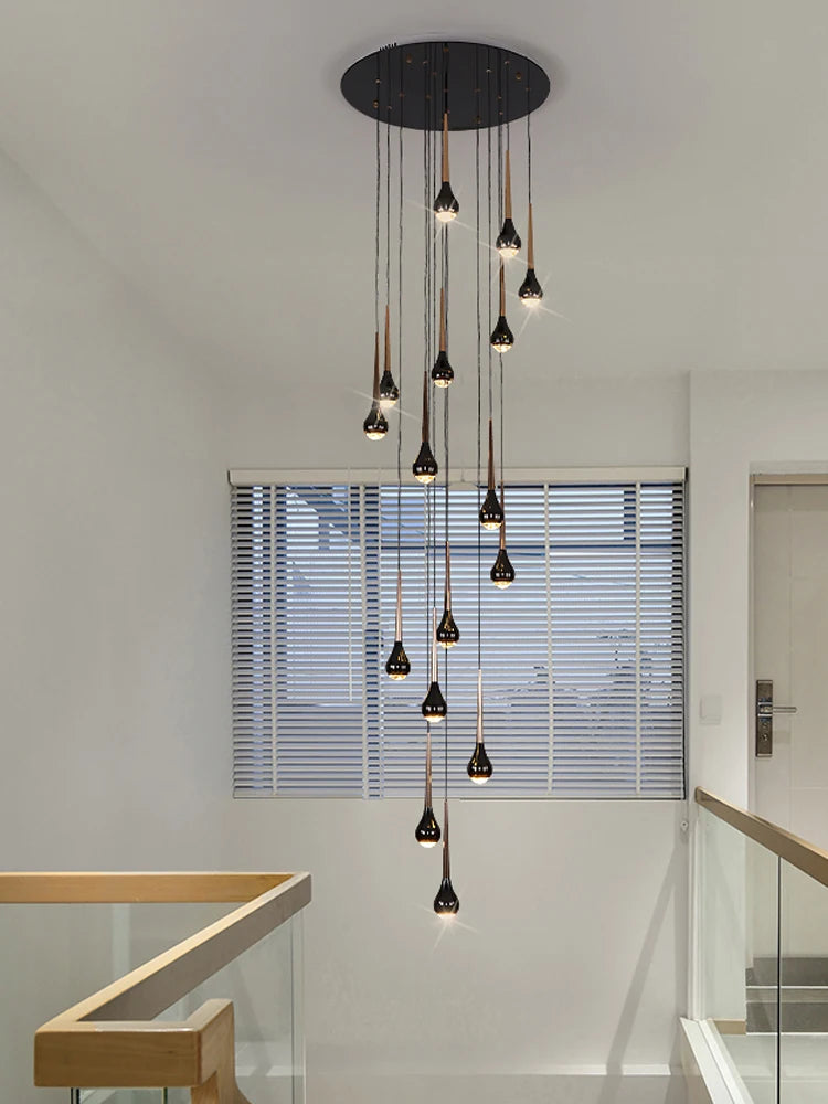 Minimalist Style LED Ppendent Lamp Double Layered Attic Chandelier Villa Staircase Pendant Light Living Room Kitchen Pendant