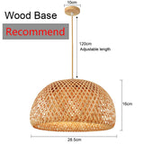 Handmade Vintage Pendant Lamp Bamboo Restaurant Café Chandeliers Wood Base E27 Bulb Lighting Hotel Bedroom Interior Classical